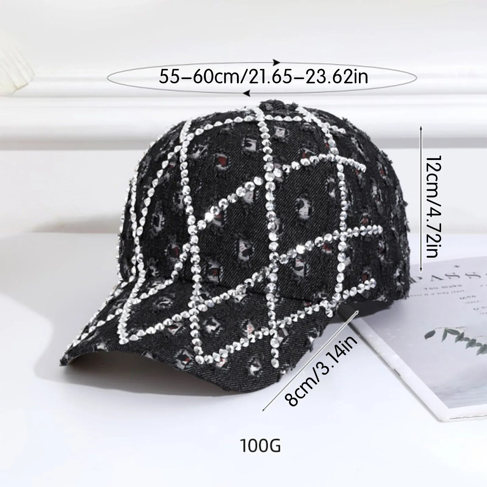 Summer Baseball Sports Cap Shiny Rhinestone Decor Baseball Sports Hats for Mountaineering Traveling Peaceful Pleasures Health and Wellness