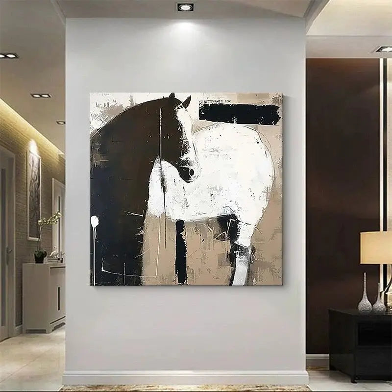 Morden Abstract Animal Horse Wall Picture For Home Decor Hand Painted Oil Painting On Canvas Hanging Poster For Living Room Peaceful Pleasures Health and Wellness