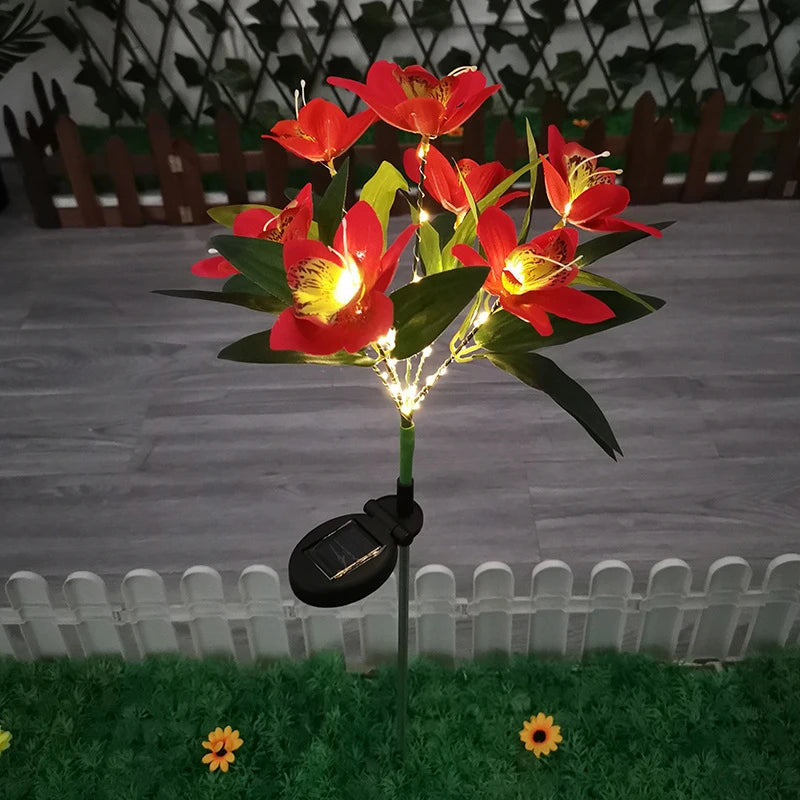 Solar Orchid LED Garden Stake Light | Waterproof Lawn Flower Lamp