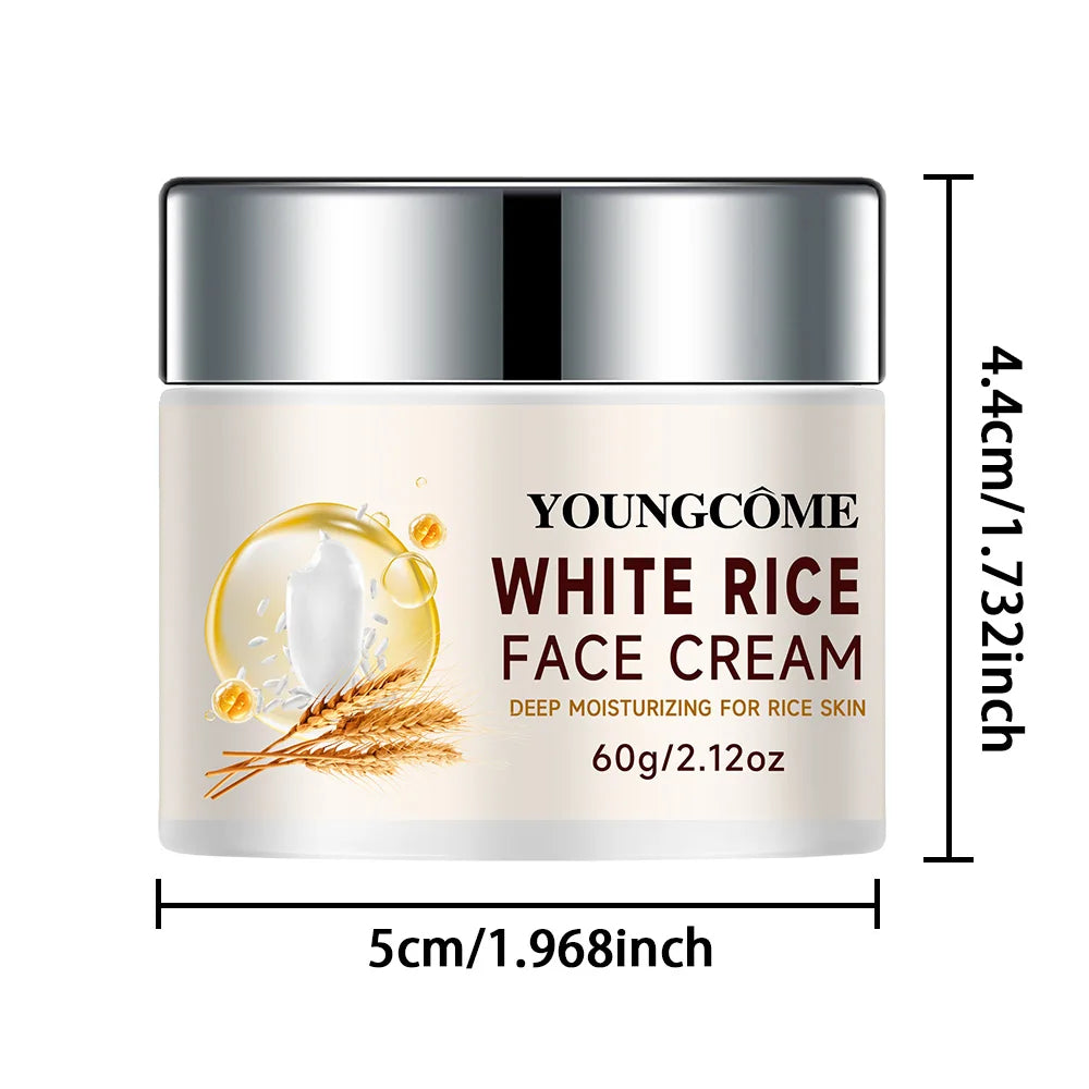 YOUNGCOME Rice washing water moisturizin g face cream, suitable for dry and rough skin, Improves the texture of skin Peaceful Pleasures Health and Wellness 60G