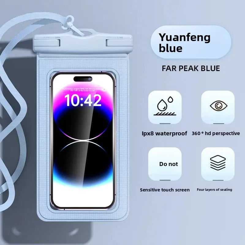 waterproof smartphone case cellphone pouch underwater phone case waterproof phone pouch for swimming bag floating phone case Peaceful Pleasures Health and Wellness Blue(7 inch)