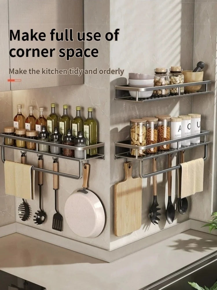 Wall-Mount Kitchen Knife Rack & Spice Organizer | YUNJIEYA