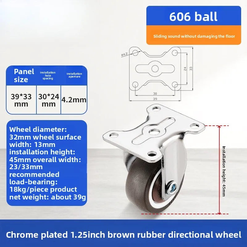 Soft Rubber Swivel Caster Wheels 1–2 Inch | Furniture & Trolleys