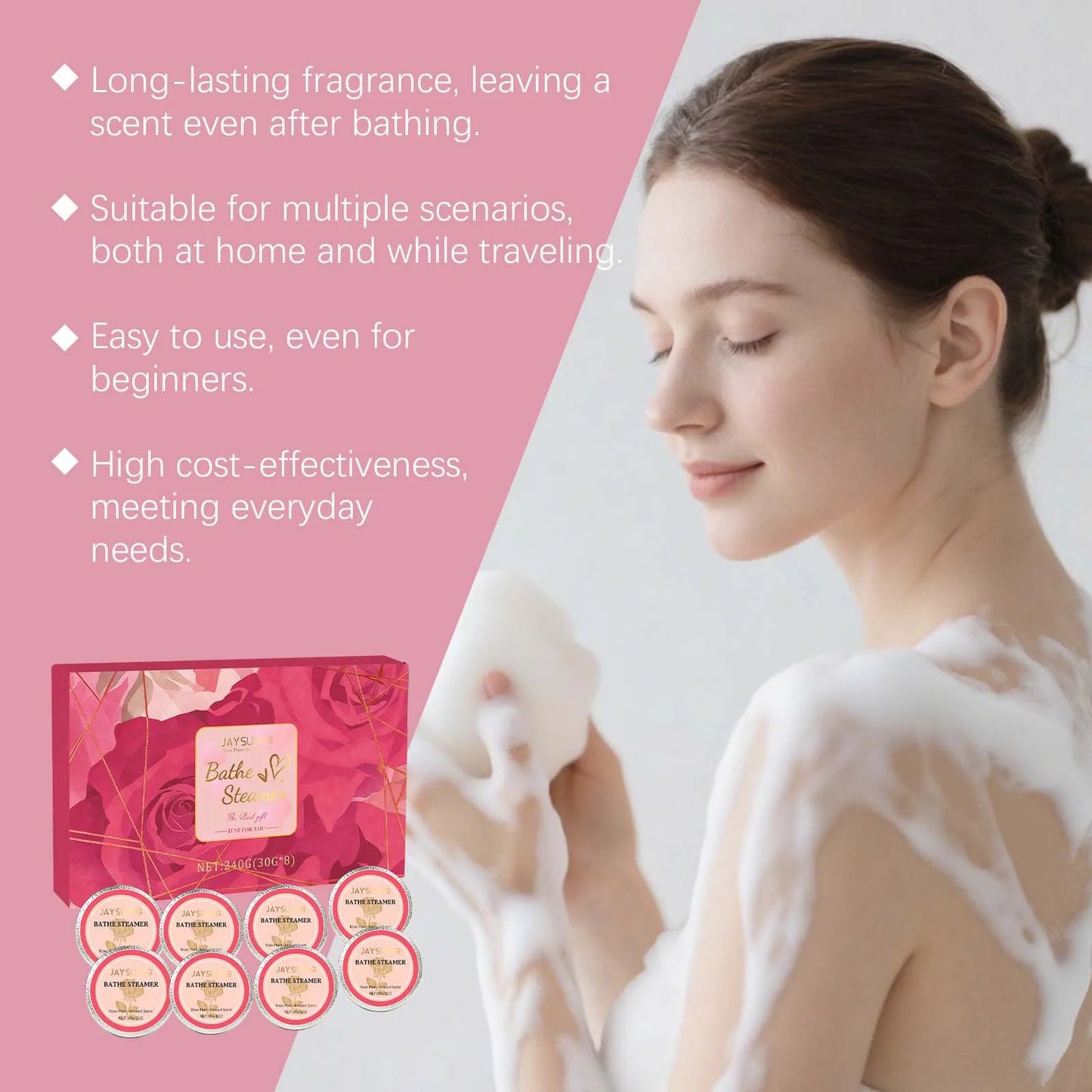 Jaysuing Rose Shower Aromatherapy Tablets for Relaxation Peaceful Pleasures Health and Wellness