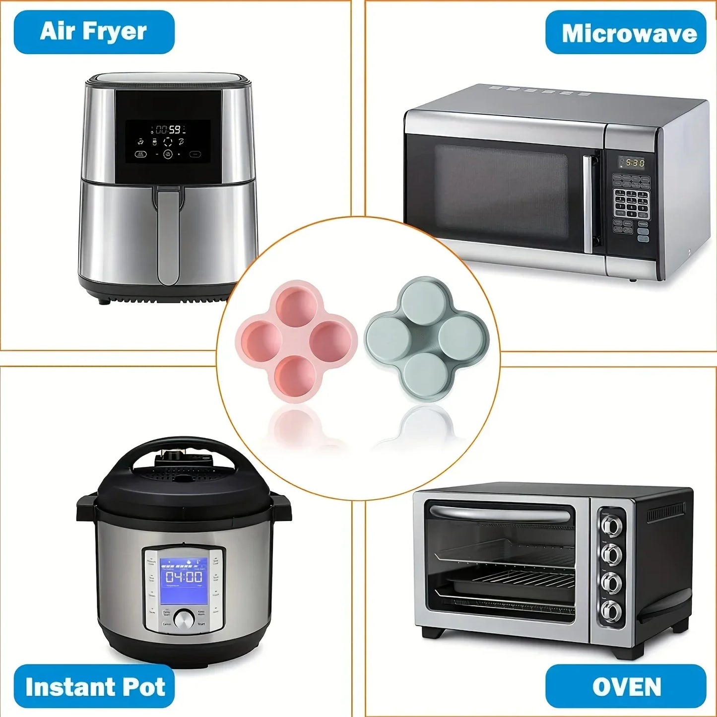 4-Cavity Silicone Air Fryer Egg Mold – Non-Stick BPA-Free Pan