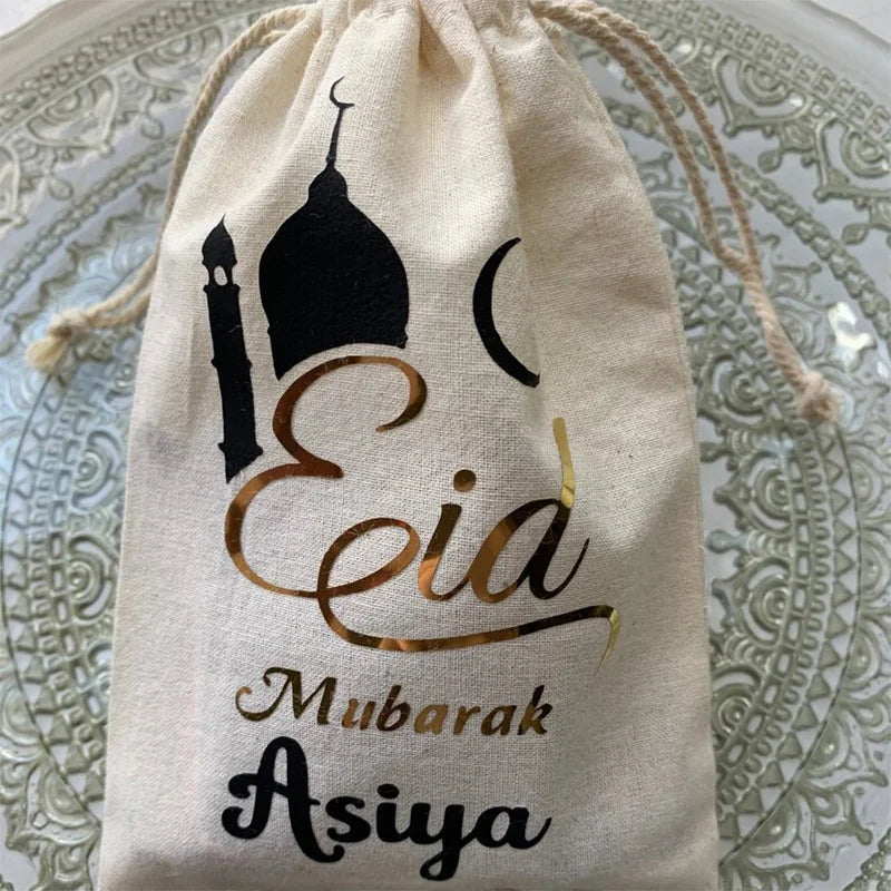 Personalized Eid Mubarak Gift Bag | Candy Money Card Holder Holiday Gift Bag Peaceful Pleasures Health and Wellness