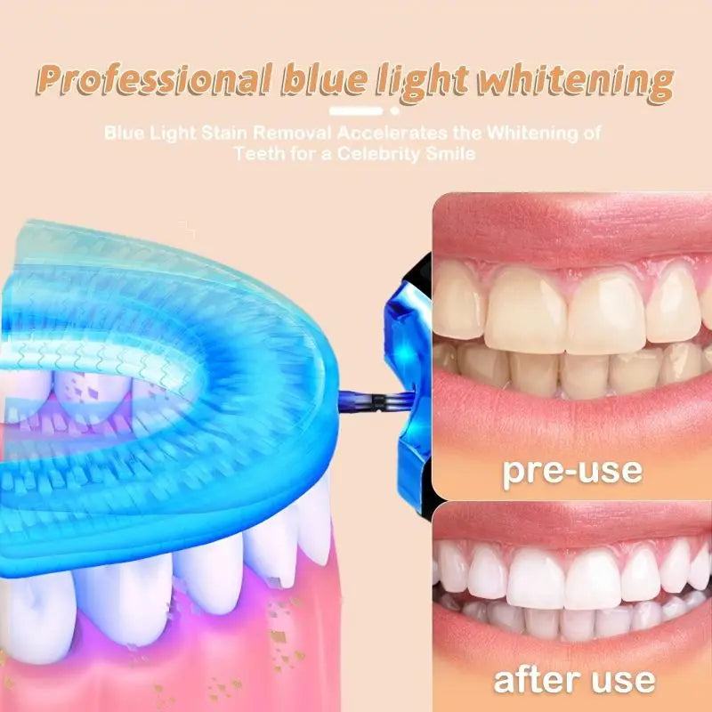 Teeth whitening lamp, U-shaped ultrasonic wireless electric toothbrush, 360° lazy adult silicone toothbrush set Peaceful Pleasures Health and Wellness