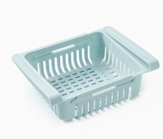 Multi Functional Refrigerator Storage Basket, Retractable Refrigerator Partition Storage Rack, Kitchen Drain Peaceful Pleasures Health and Wellness blue