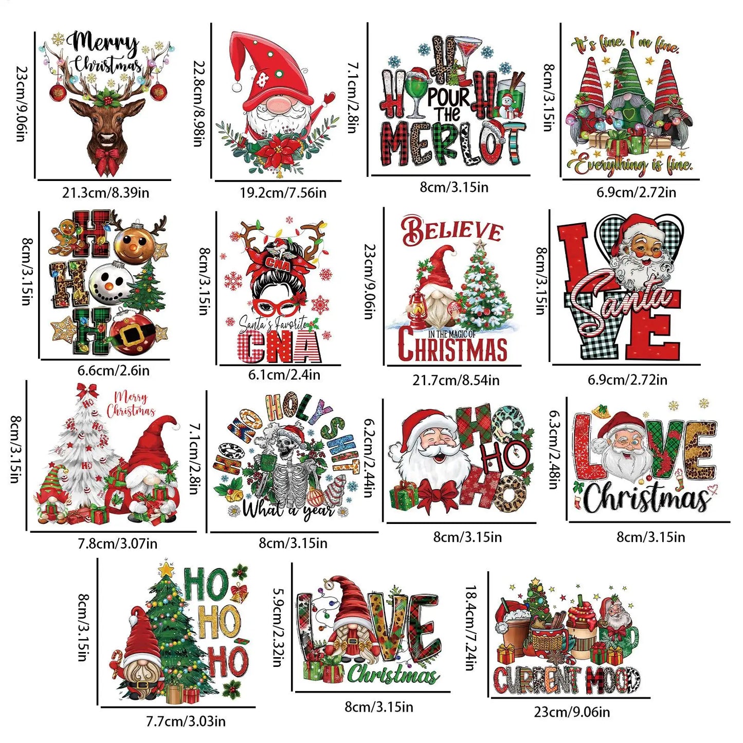 Christmas Iron-On Transfer Stickers – 15 Holiday Decals
