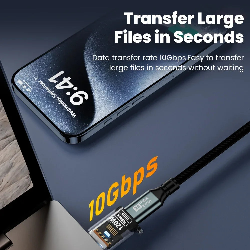 USB-C to USB-A Adapter | 120W Fast Charging, 10Gbps OTG Peaceful Pleasures Health and Wellness