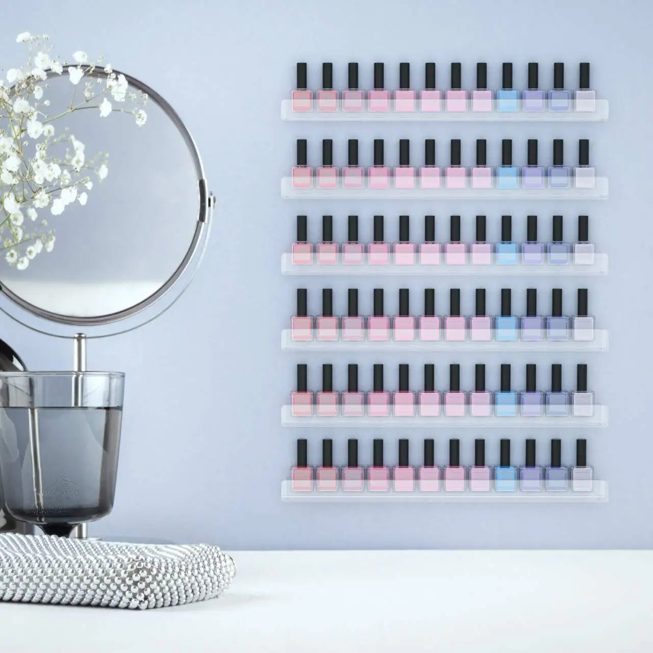‌Transparent Multi Layer Acrylic Nail Polish Organizer Storage Display Rack for Beauty Salon and Nail Technician Home Use Peaceful Pleasures Health and Wellness
