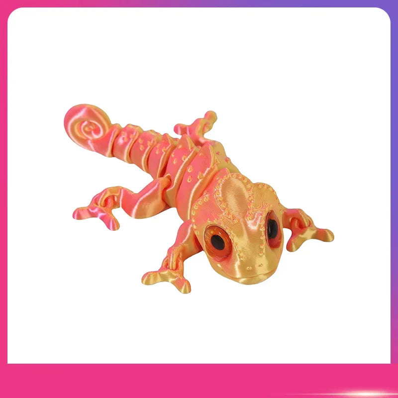 3D Printed Chameleon Figure – Movable Joints & Realistic Eyes