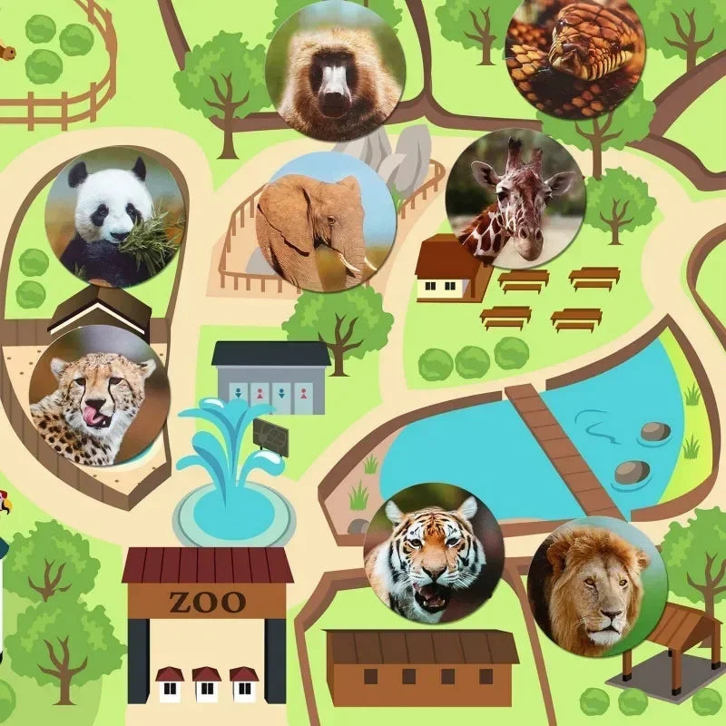 500Sheets Roll Zoo Animal Cartoon Stickers Kids Reward Lion Elephant