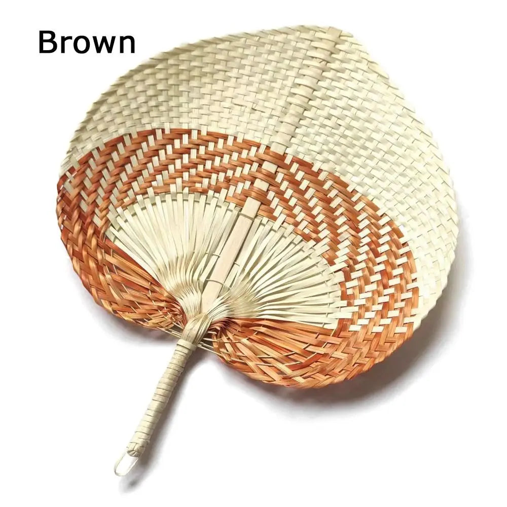 Handmade Peach-Shaped Bamboo Woven Hand Fan | Summer Decor