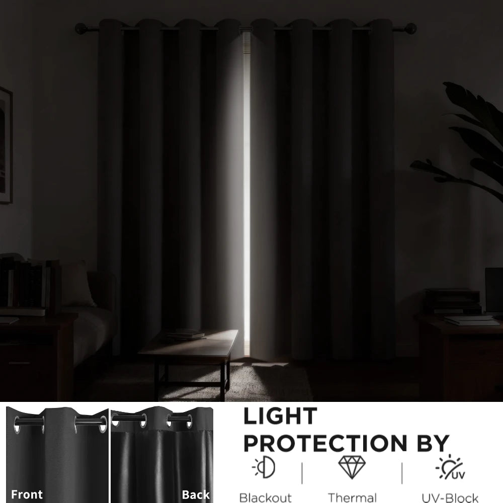 Blackout Thermal Curtains for Bedroom Drop Eyelet Curtains for Living Room Weave Textured Light Blocking Window Curtain Drapes Peaceful Pleasures Health and Wellness