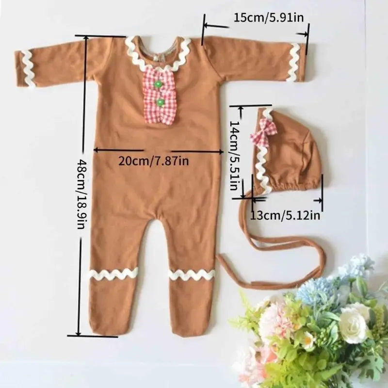 Christmas Newborn Photography Romper & Hat Set | 0–6M Baby