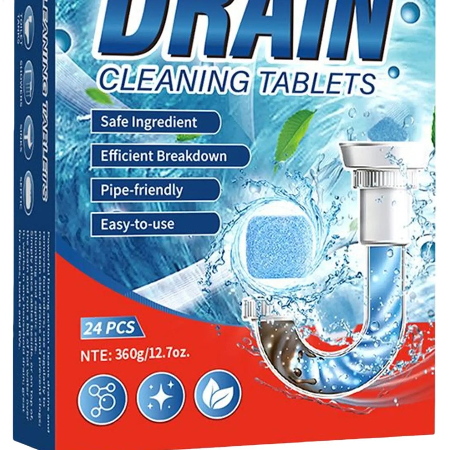 Drain Cleaning Tablets 24pc – Clog Remover, Safe for All Pipes