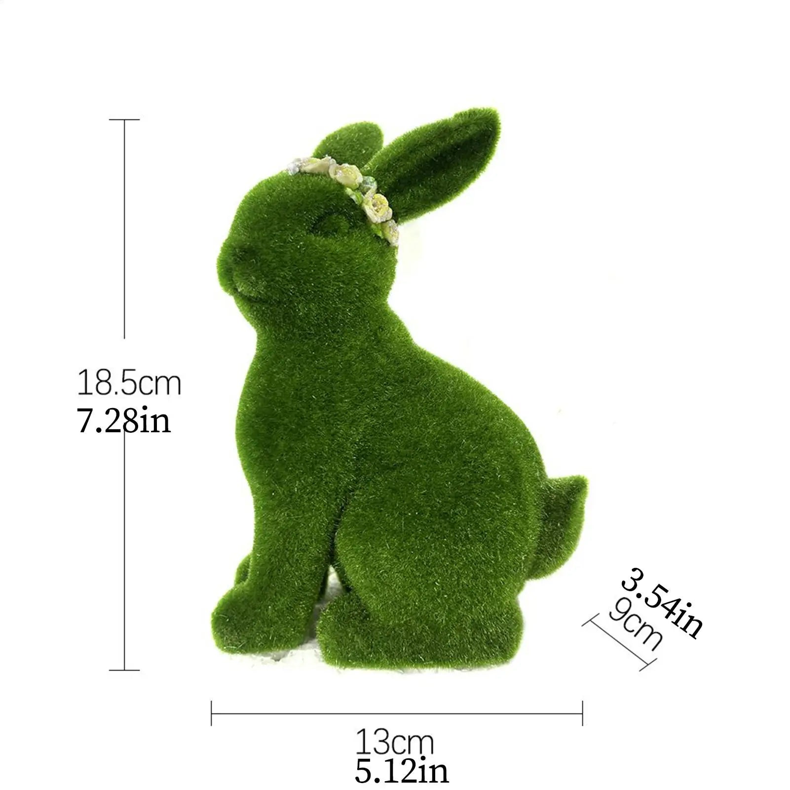 Flocked Easter Bunny Spring Figurine Easter Decorations Outdoor Resin Moss Bunny Decoration For Indoor Home Desk Table Shelf Peaceful Pleasures Health and Wellness