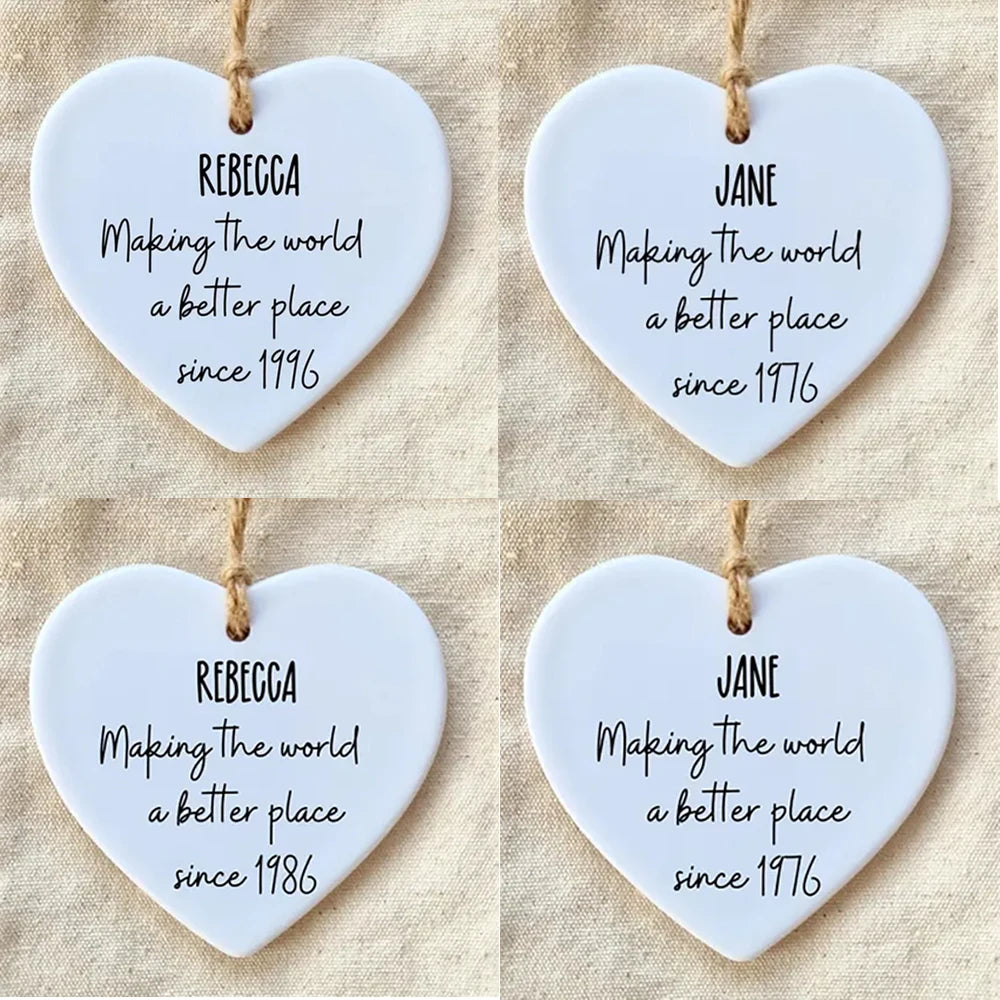 Personalised Ceramic Heart Ornament | 30th 40th 50th Birthday Gift Personalised Ceramic Ornament Peaceful Pleasures Health and Wellness