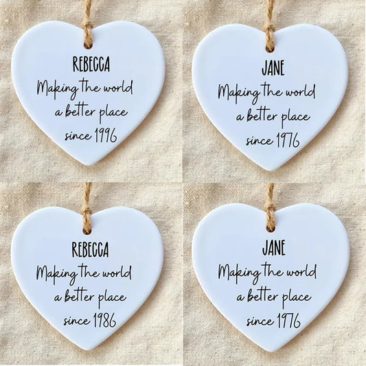 Personalised Ceramic Heart Ornament | 30th 40th 50th Birthday Gift Personalised Ceramic Ornament Peaceful Pleasures Health and Wellness