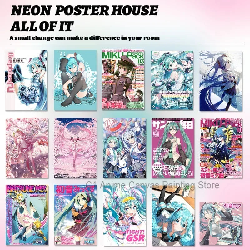 Hatsune Miku Anime Poster MIKU Magazine Bedroom Dormitory Studio Decorative Painting Photography Wallpaper DIY Gift Peaceful Pleasures Health and Wellness