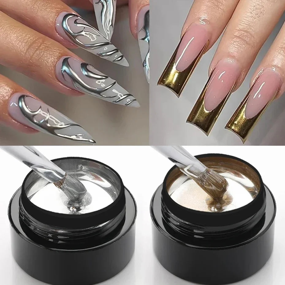 Chrome Gel Nail Polish – Gold, Silver & Rose Gold Mirror Effect