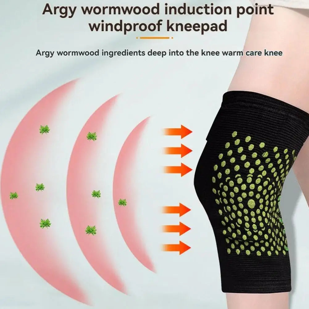 Mugwort Self-Heating Knee Brace Compression Sleeve (1 Pair) Heating Knee Sleeve Peaceful Pleasures Health and Wellness