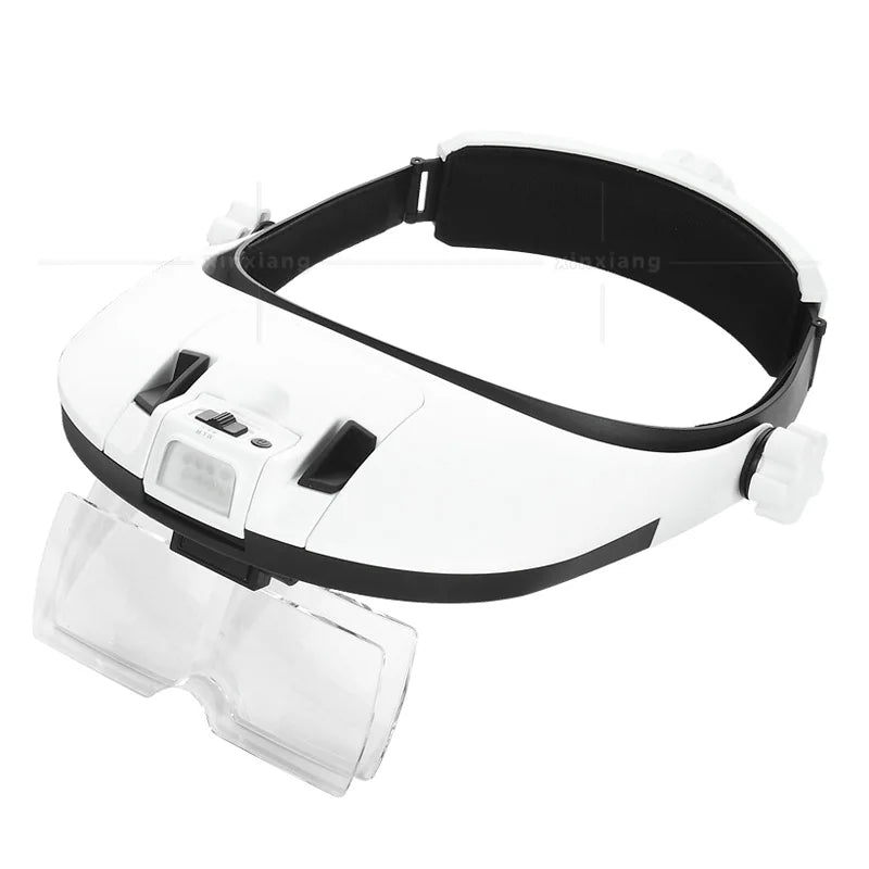 Rechargeable Head Wearing Magnifying Glass 1X 1.5X 2X 2.5X 3.5X Helmet Style Magnifier with 8Led Lights Loupe Reading Repair Use Peaceful Pleasures Health and Wellness