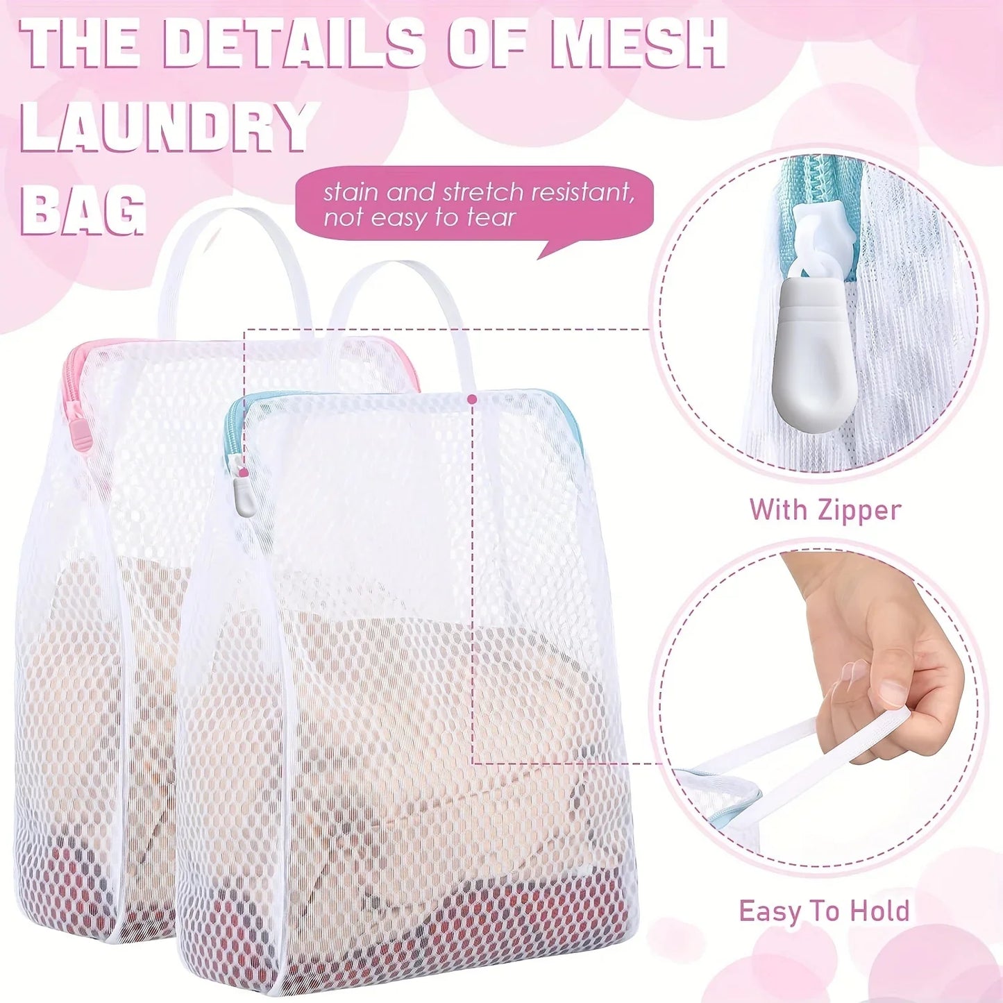 2-Pack Honeycomb Mesh Laundry Bags with Handles | Delicates