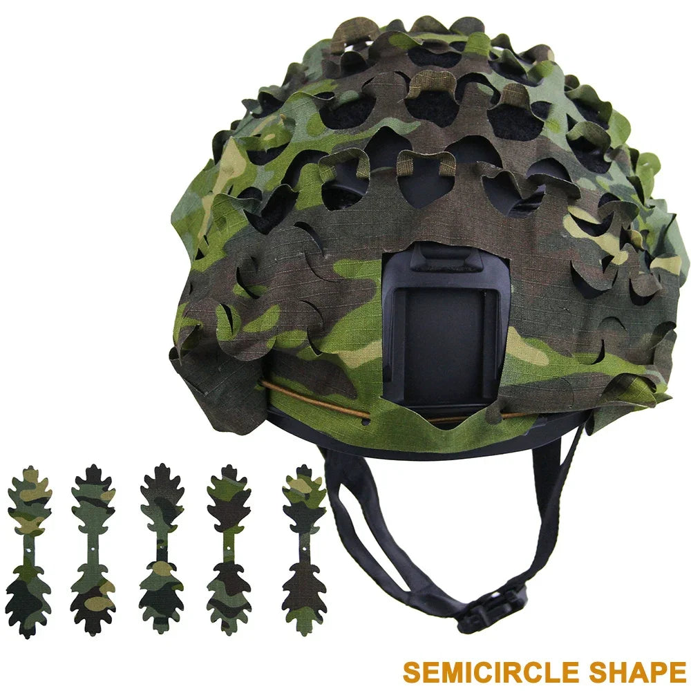3D Camo Laser Cut Leaf Shape Airsoft Helmet Cover Mesh Helmet Cloth Paintball Paratrooper Hunting Airsoft Helmet Accessories Peaceful Pleasures Health and Wellness CP Semi