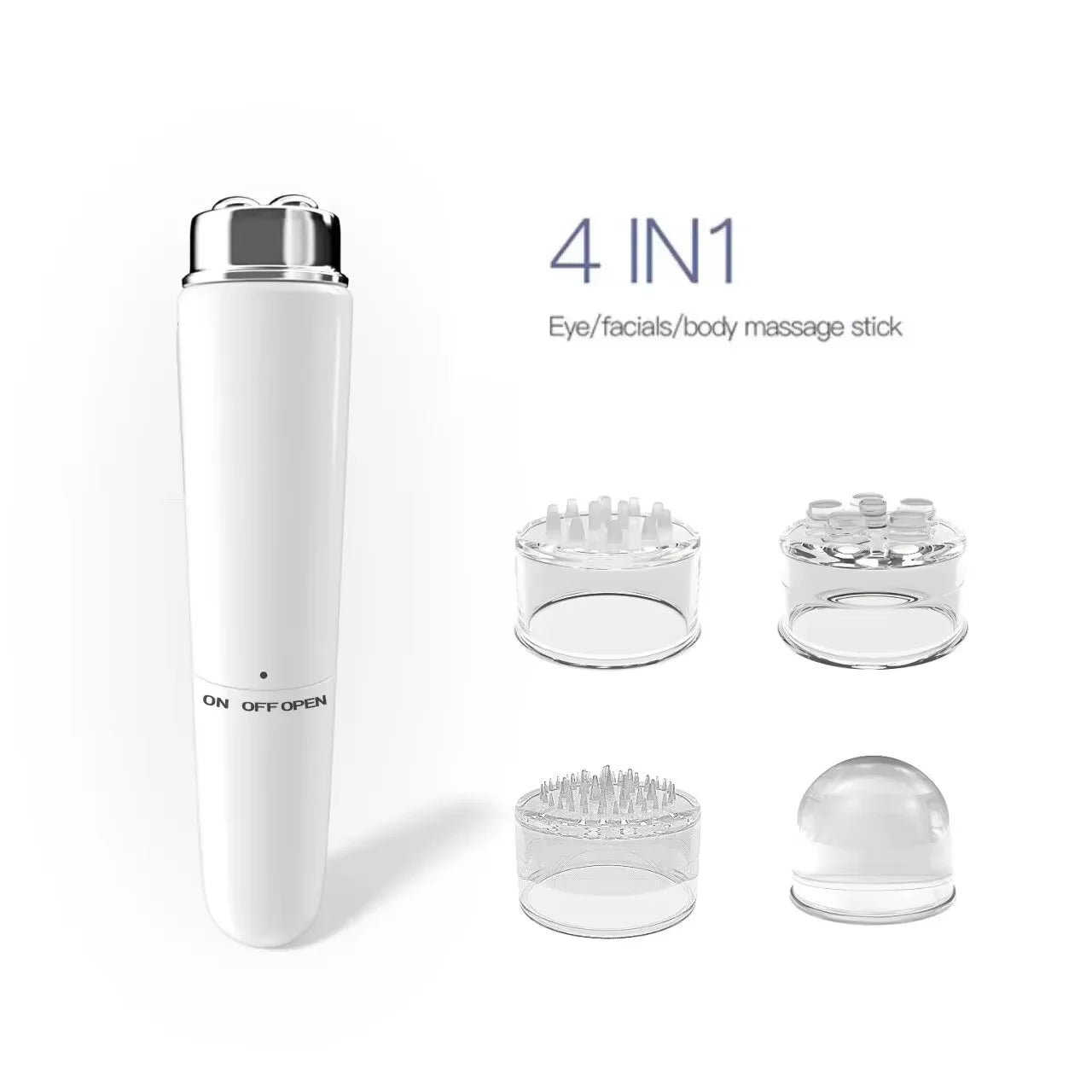 4 in 1 Electric Eye Massager Micro Vibration Facial Beauty Instrument for Relax Eye Dark Circles Eye Bags Puffiness Eye Massage Peaceful Pleasures Health and Wellness C542-white