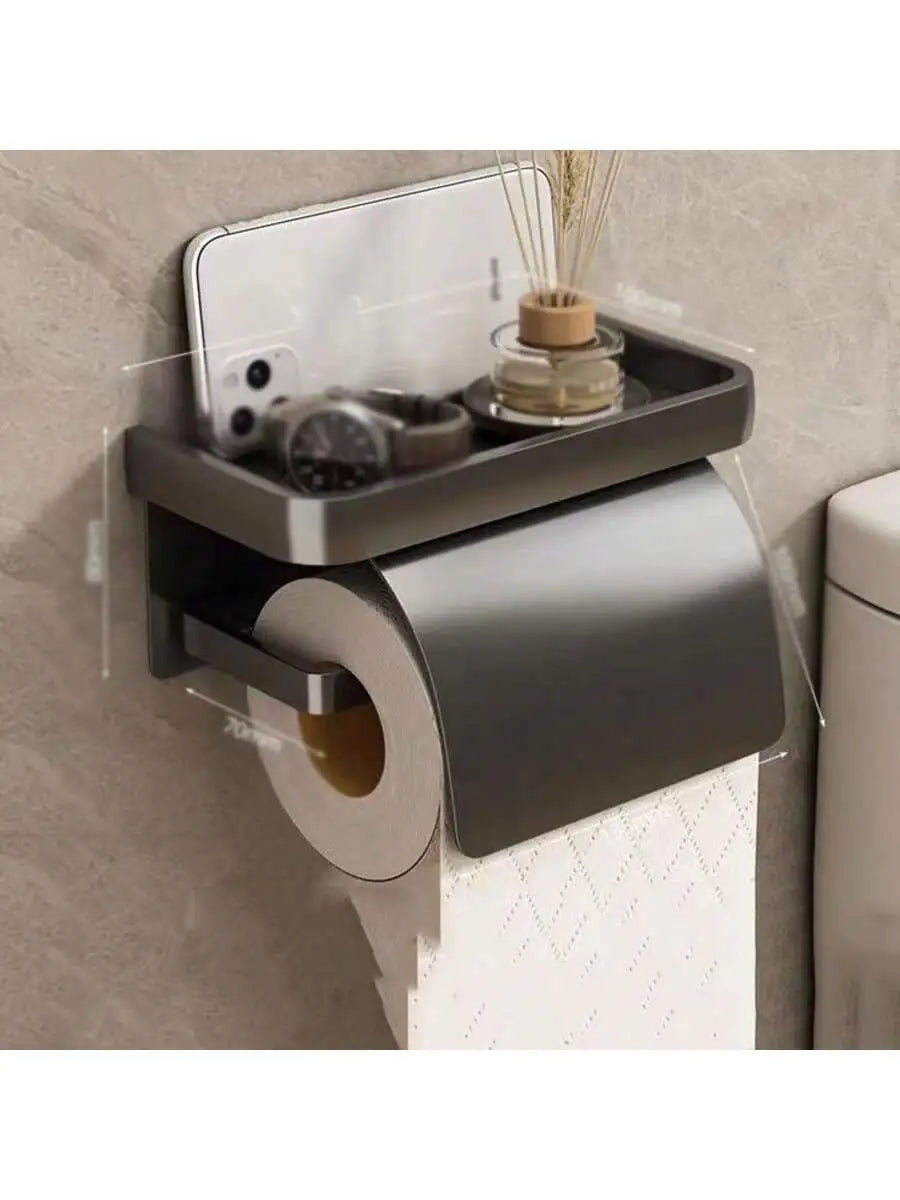 Toilet Paper Holder – Adhesive or Screw Wall Mount, Stainless Steel