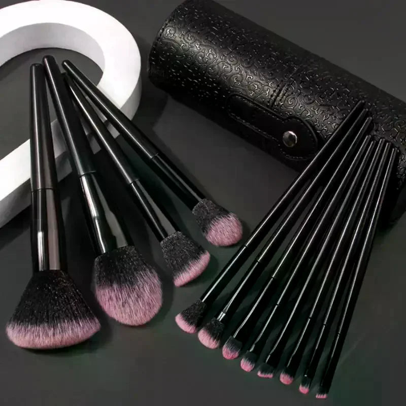 12Pcs Professional Makeup Brush Set Soft Synthetic Hair Brushes With Powder Puff For Foundation Powder Eyeshadow Travel Tools Peaceful Pleasures Health and Wellness