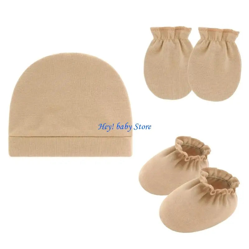 Baby Bonnet Hat Mittens & Booties 3-Piece Set | 0–6 Months