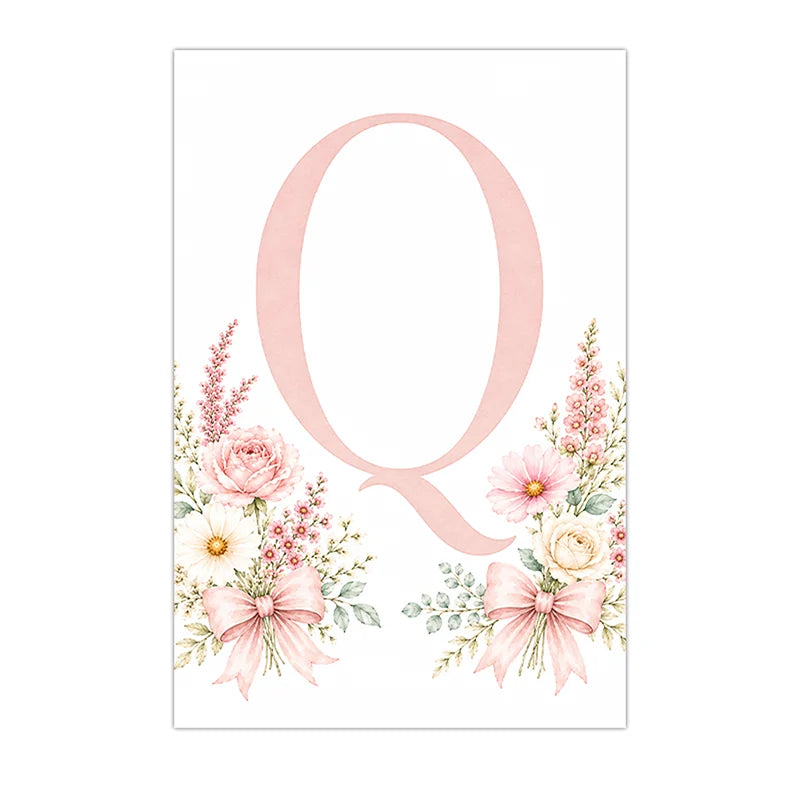 Custom Floral Alphabet Canvas Print | Pink Nursery Wall Art