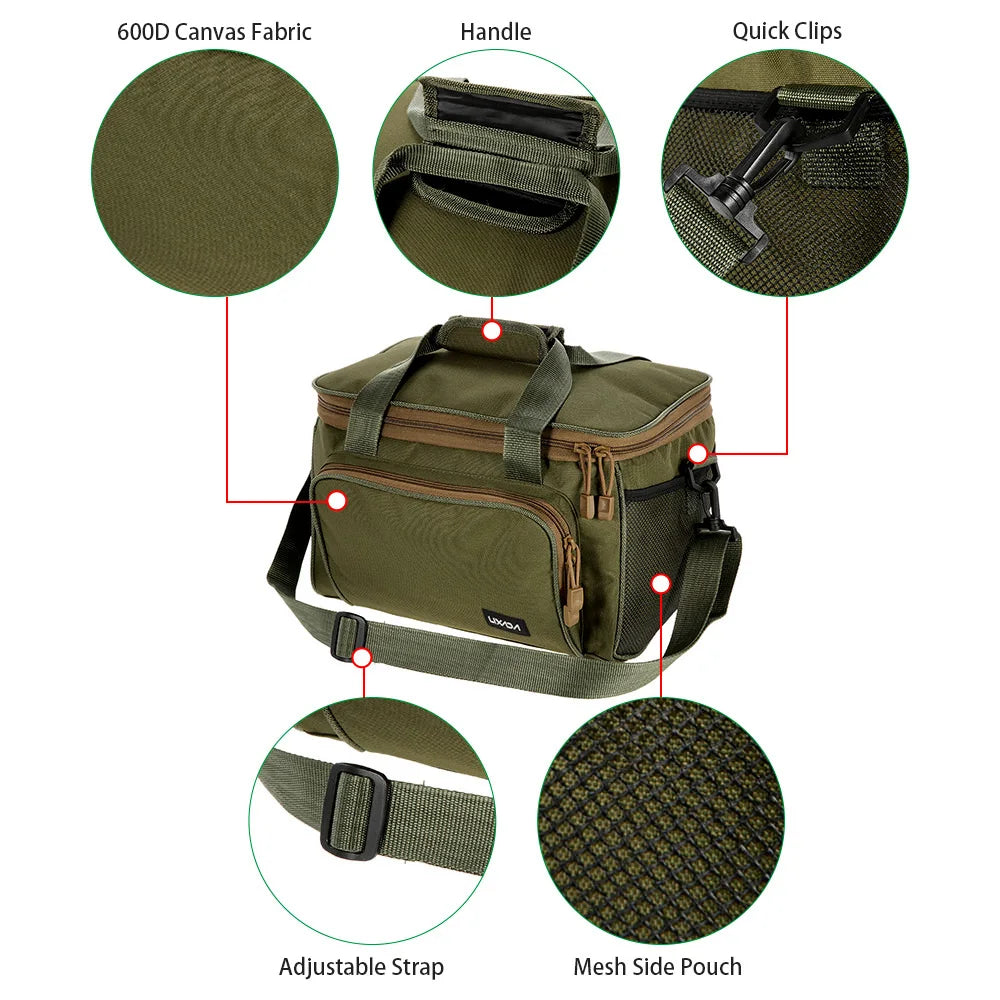 Lixada Portable Multifunctional Canvas Fishing Shoulder Bag Tackle