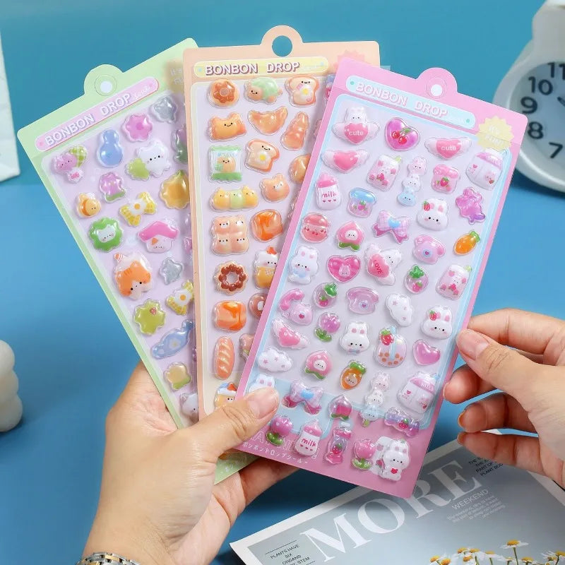 3D Cartoon Relief Stickers for Phone, Laptop, Diary & Notebook