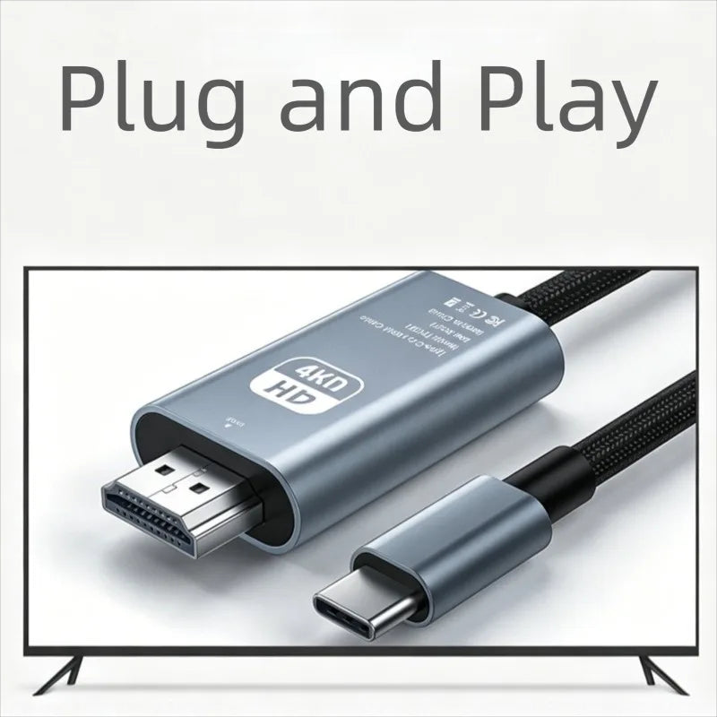 4K 30/60Hz USB C to HDMI Cable Type C Adapter HDTV Converter Cable For iPhone 15 TV Converter MacBook Air iPad Samsung laptop Peaceful Pleasures Health and Wellness