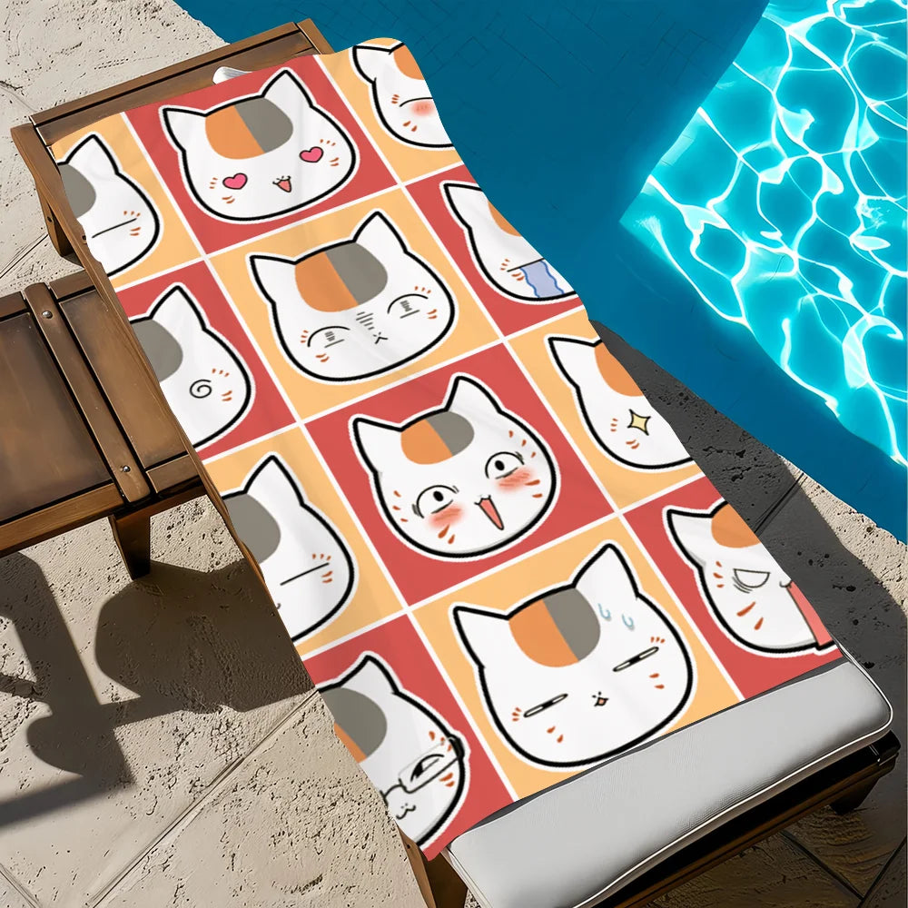 Anime Cat Nyanko Madara Quick-Dry Beach Towel | 11 Sizes Beach Towel Peaceful Pleasures Health and Wellness z2 STJ40x70CM