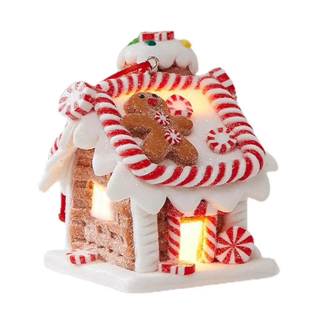 Christmas Decoration Glowing Small House Christmas Gift Soft Pottery Fairy Tale Candy House Atmosphere Decoration Window Display Peaceful Pleasures Health and Wellness B