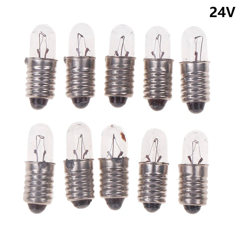 10Pcs/Lot Mini Indicator Light Bulb E5 Screw Mouth Miniature Lamp Light Bulb 6.3V 12V 24V 0.1A Small Bulb Signal Lamp Bead Peaceful Pleasures Health and Wellness 24V