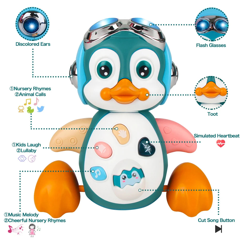 Baby Crawling Toys Musical Penguin Infant Moving Walking Dancing