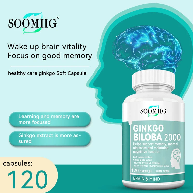 2000mg Ginkgo Biloba Capsules | Memory, Focus & Brain Support