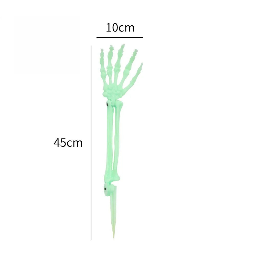 Halloween Skull Skeleton Head Realistic Human Hand Arms for Halloween Party Home Garden Lawn Decor Haunted House Horror Props Peaceful Pleasures Health and Wellness Luminous