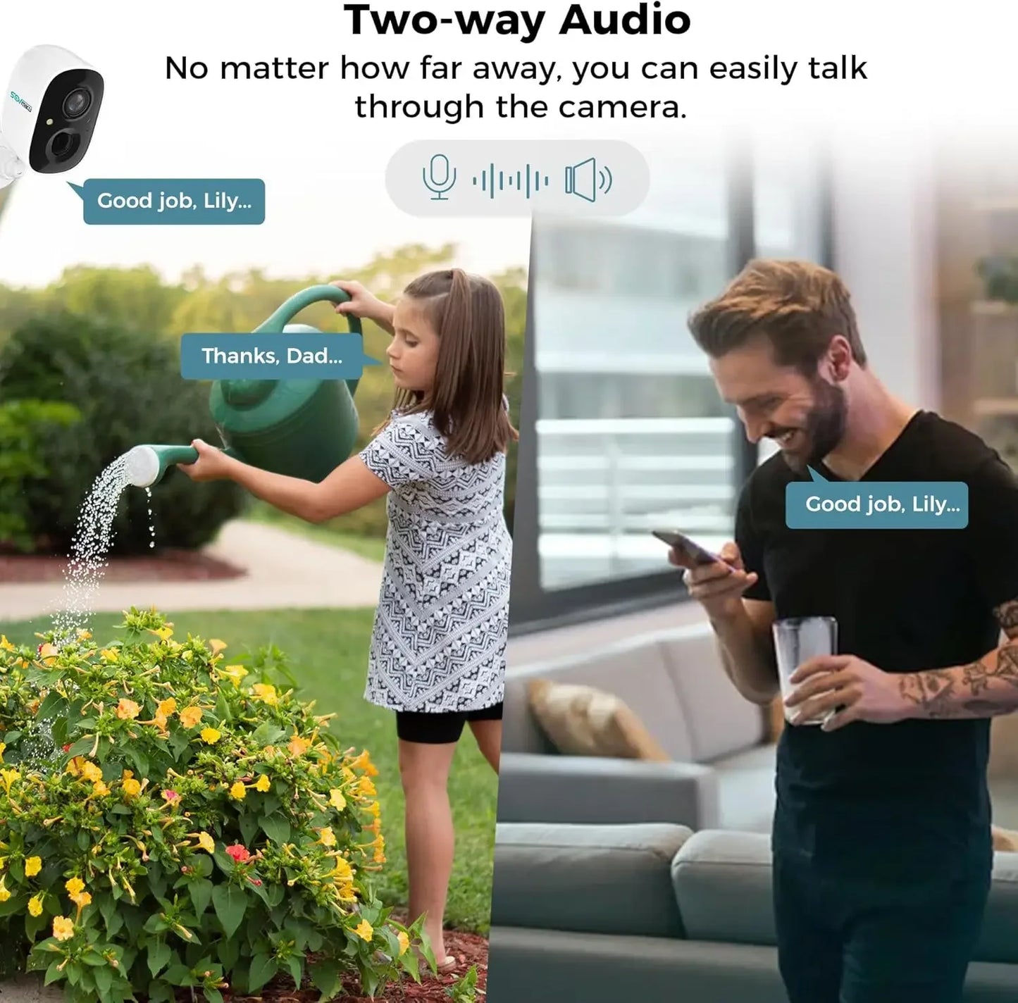 Solar Security Camera Wireless Outdoor, Battery Powered, PIR Motion Detection, Two Way Audio, Night Vision Peaceful Pleasures Health and Wellness