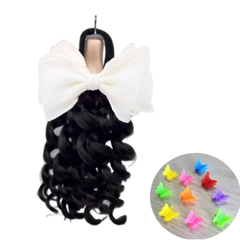 NEW 2pcs/Little Girls Ponytail Hair Extensions Kanekalon Human Hair Like Curly Wavy Private-lable Hair 10 Roots for Black Girls Peaceful Pleasures Health and Wellness colors 3