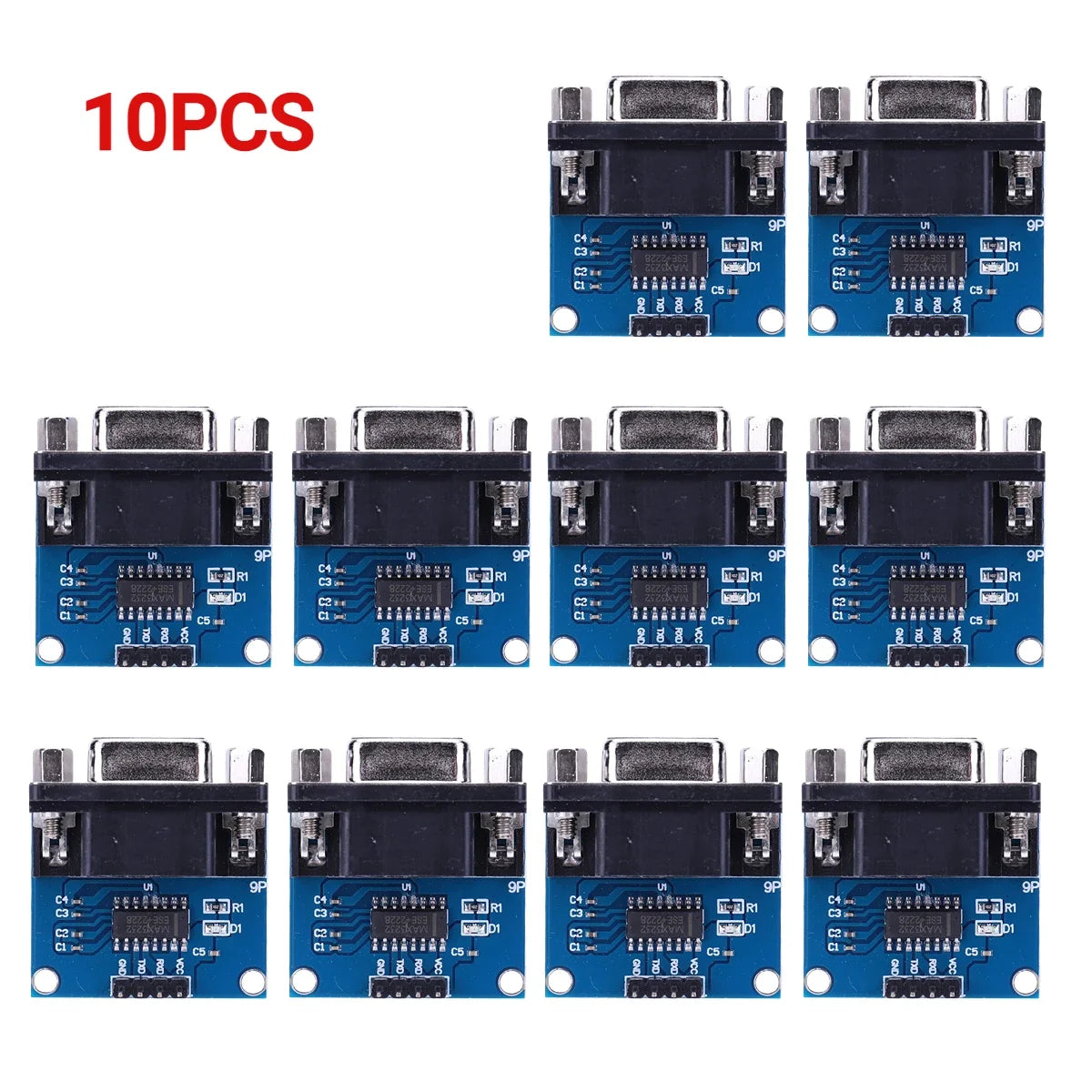 1-10PCS MAX3232 RS232 to TTL Serial Port Converter Module TX RX VCC GND Female DB9 Connector 3.3V-5.5V MAX232 Flashing Board Peaceful Pleasures Health and Wellness 10PCS