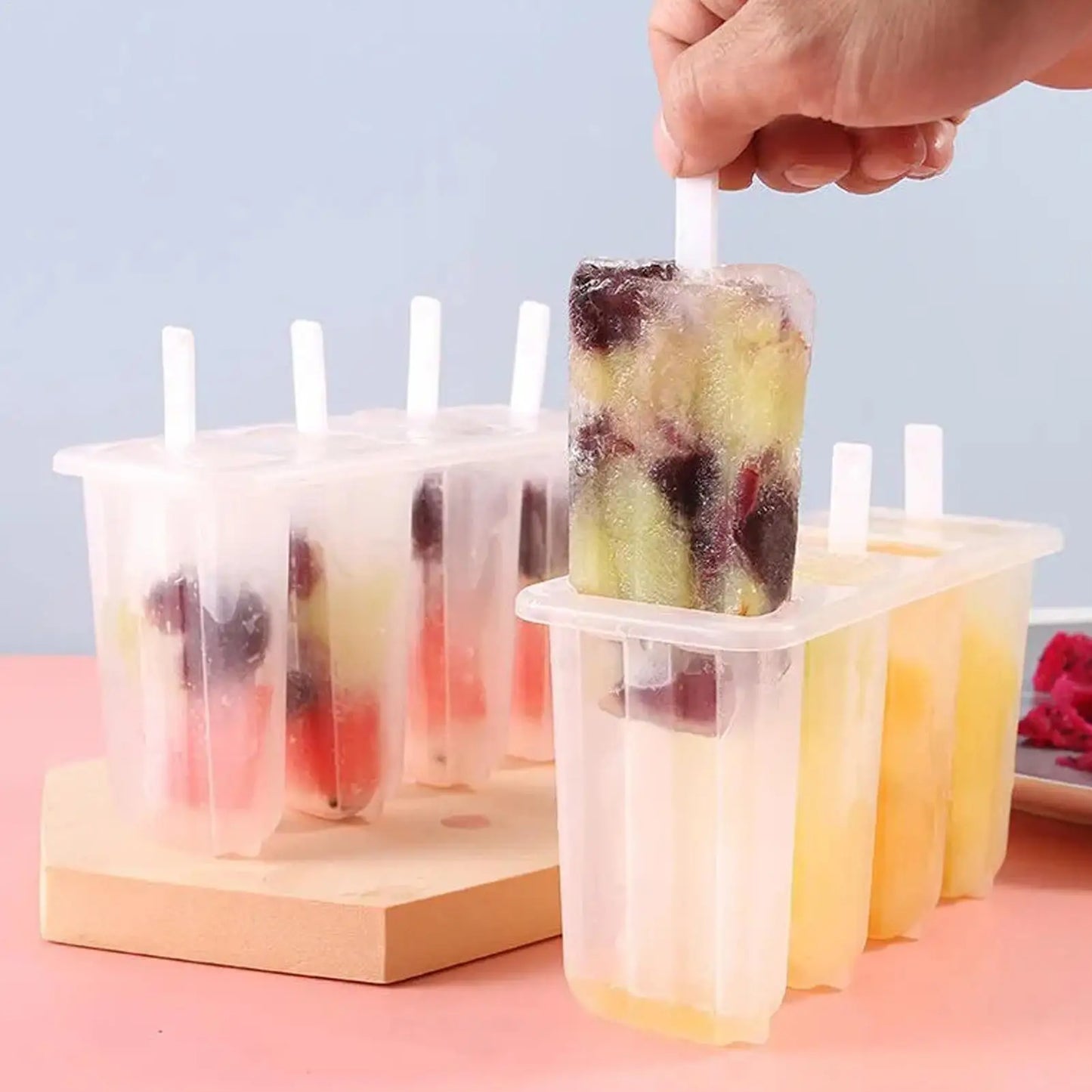 4-Cavity Popsicle Mold with Lid – DIY Ice Cream & Ice Pop Tray