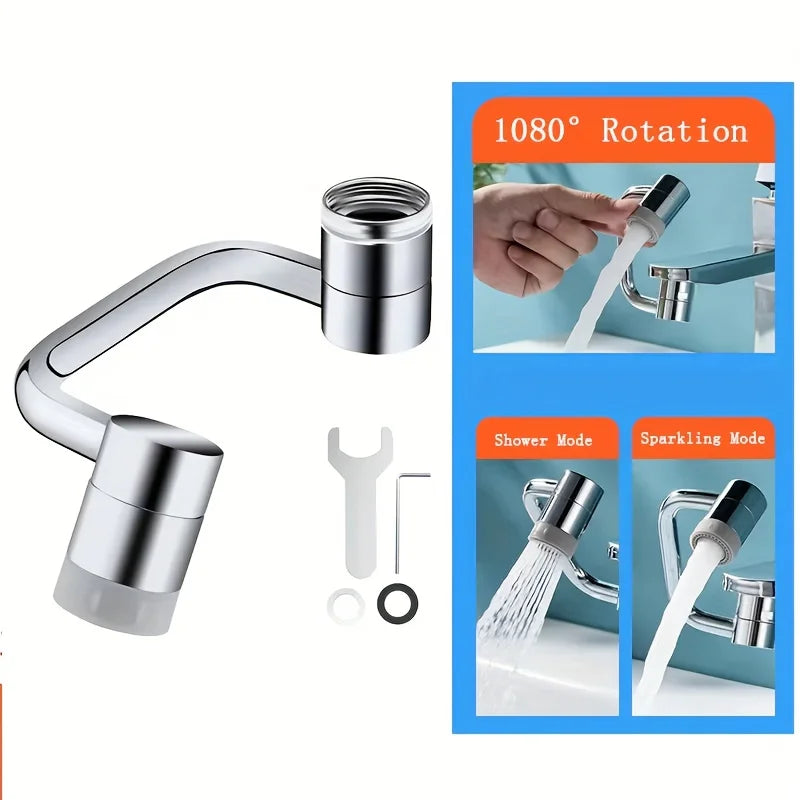 1080° Rotating Stainless Steel Faucet Extender | Dual Spray
