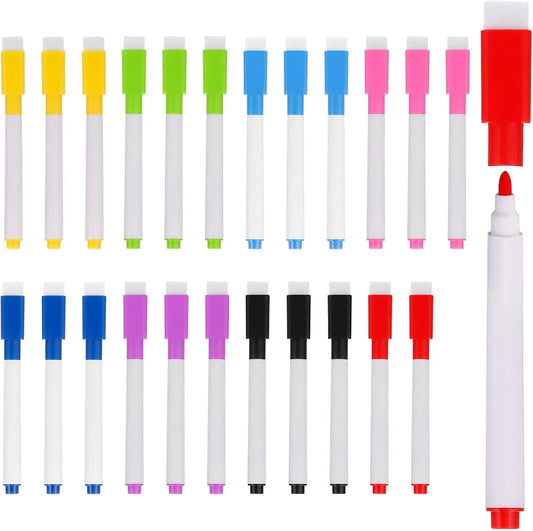 Dry Erase Marker Pens, 24Pcs Magnetic 8 Colors Ink Fine Point Low Odor Whiteboard with Eraser Cap for Office Home Classroom Peaceful Pleasures Health and Wellness 24PCS